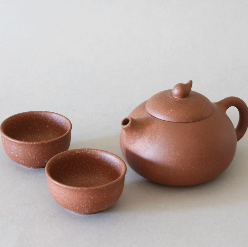Yixing Clay Cloud Tea Pot & 2 Cups