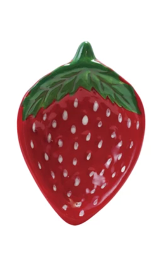 Hand-Painted Ceramic Strawberry Shaped Dish