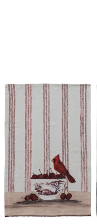 Cotton Waffle Weave Tea Towel with Bird