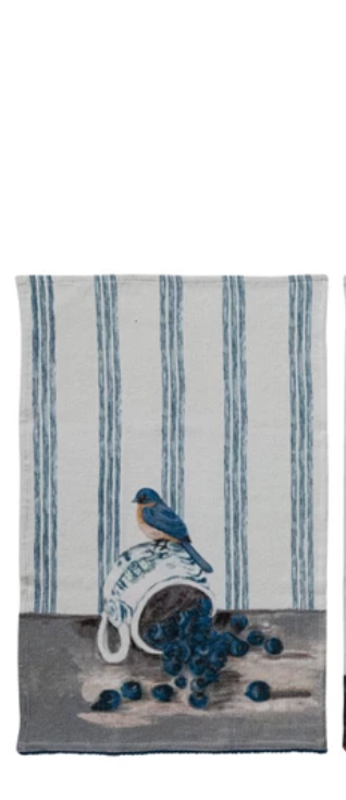 Cotton Waffle Weave Tea Towel with Bird