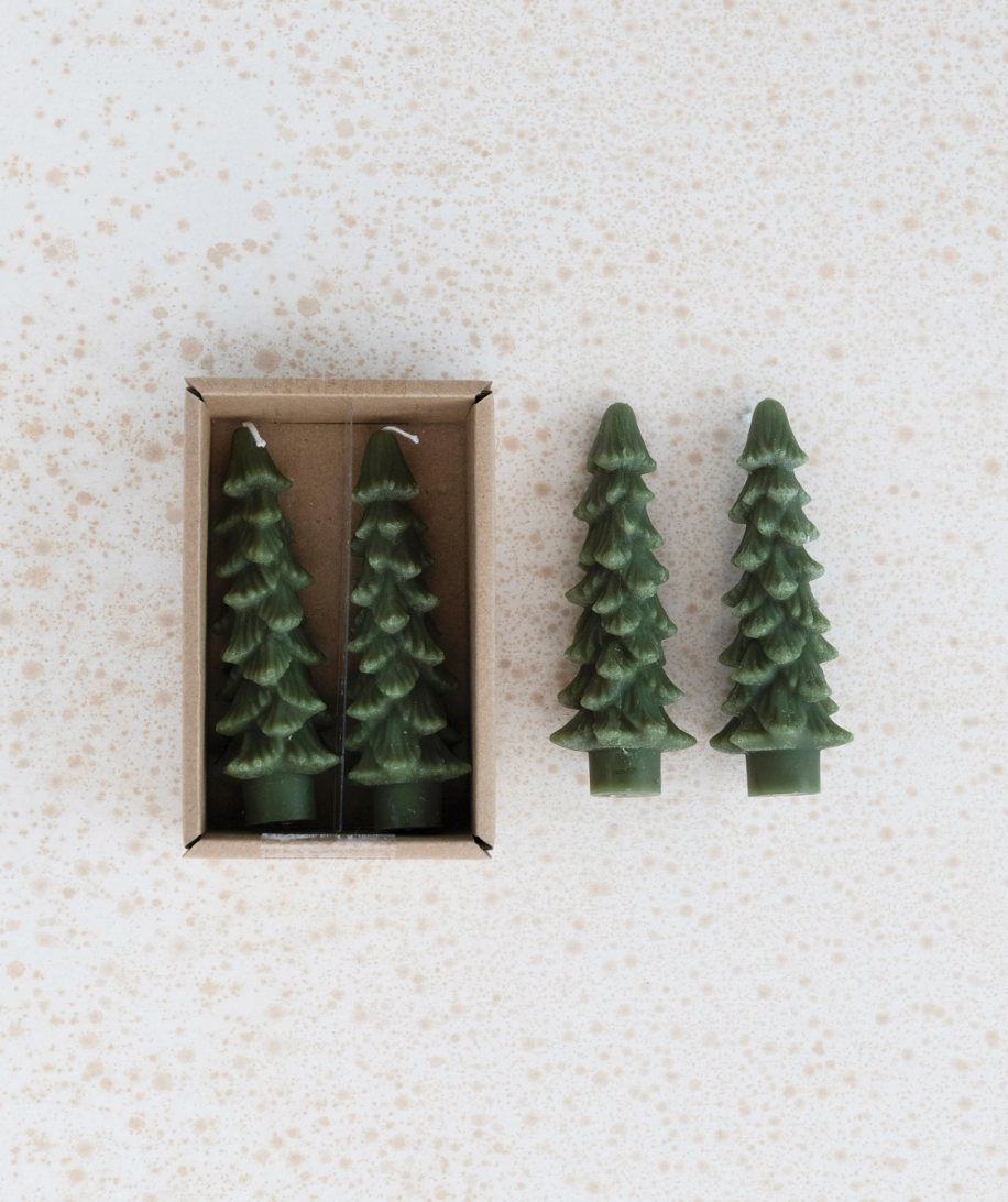 Unscented Tree Shaped Taper Candles - Set of 2
