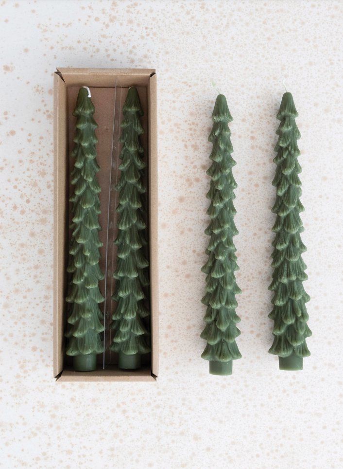 10" Unscented Tree Shaped Taper Candles - Set of 2