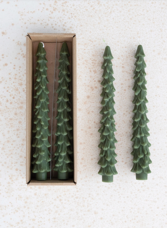 10" Unscented Tree Shaped Taper Candles - Set of 2