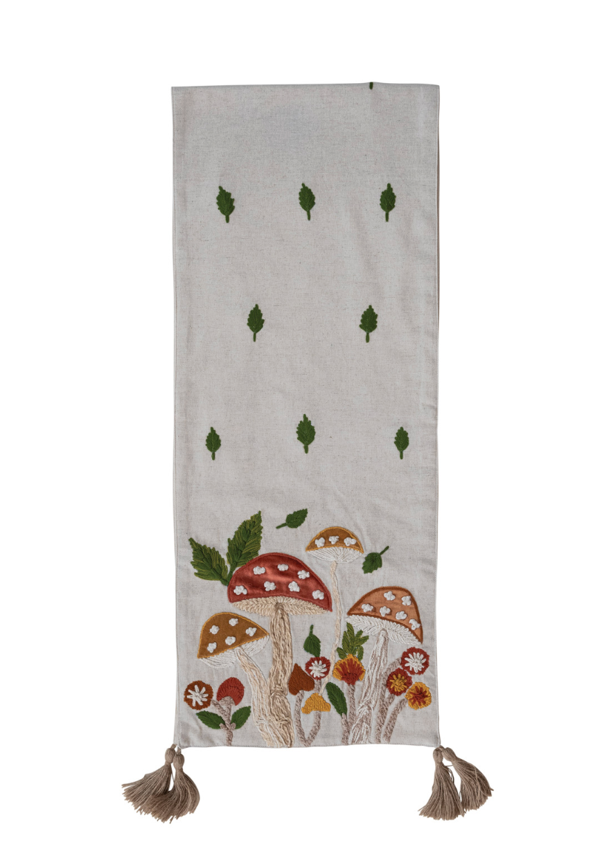 Cotton & Linen Mushroom Table Runner