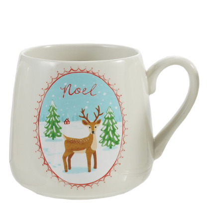 14 oz. Stoneware Mug with Holiday Image & Word