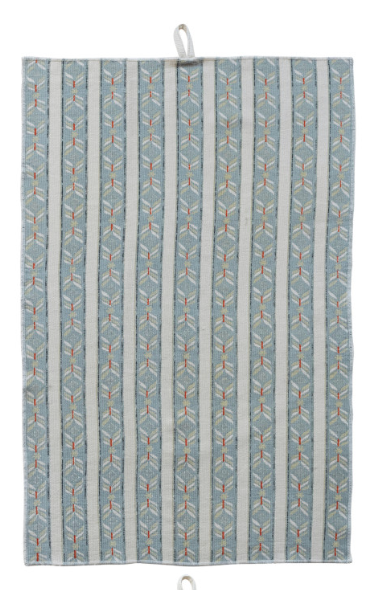 Cotton Printed Terry Cloth Tea Towel with Pattern & Stitched Edge