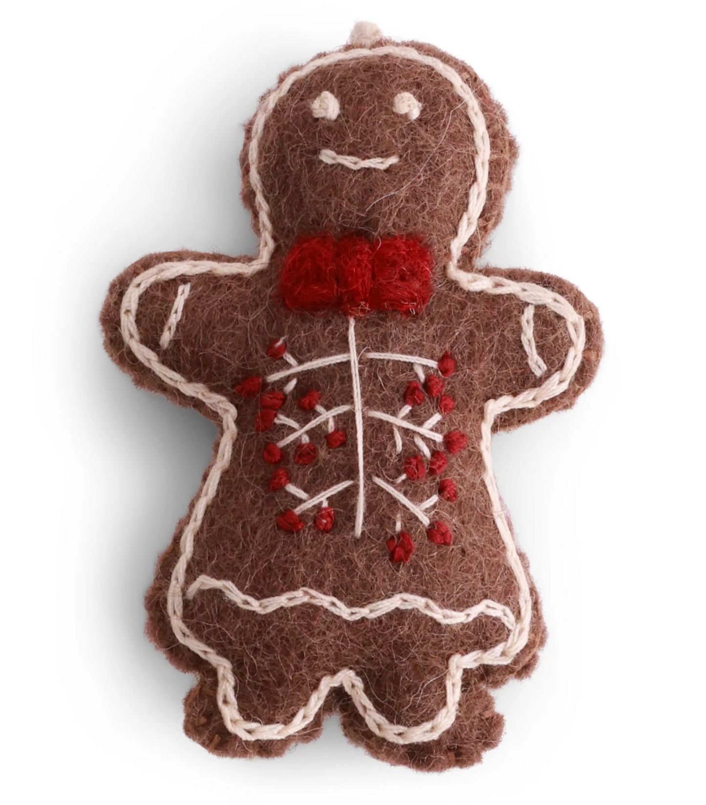 Felted Wool Gingerbread Girl with Embroidery