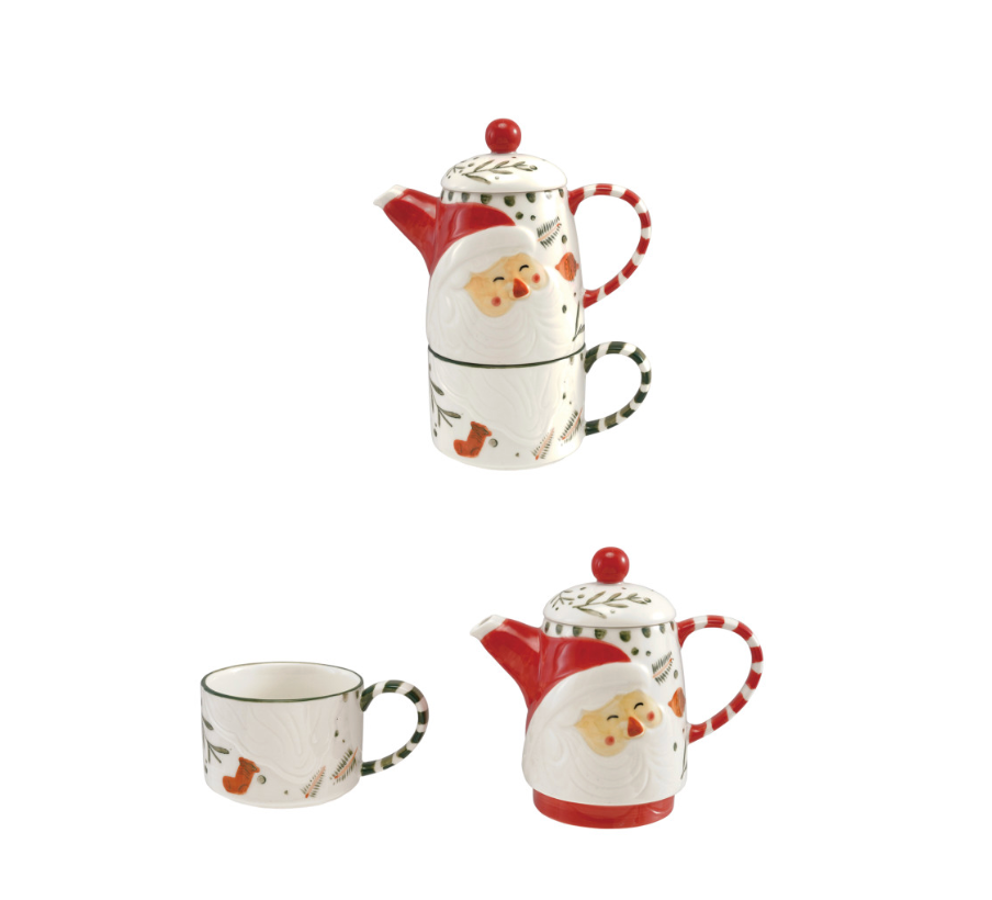 12 oz. Stoneware Tea For One with Santa