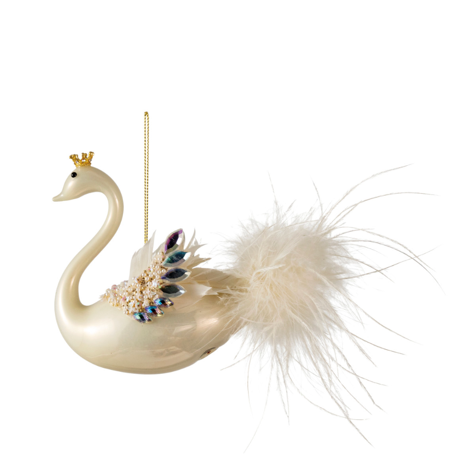 Hand-Painted Glass Swan Ornament