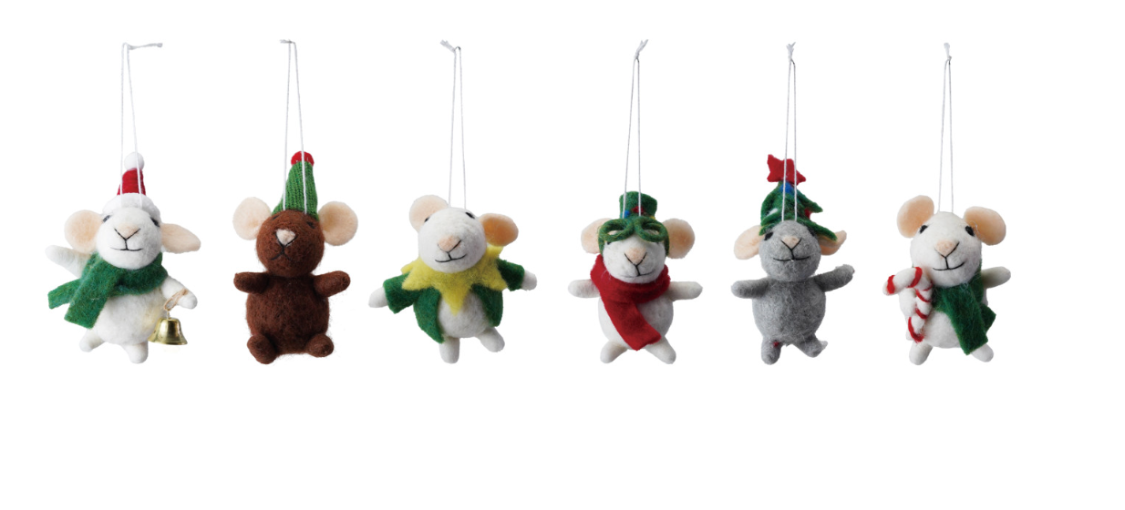 Handmade Wool Felt Mouse Ornament