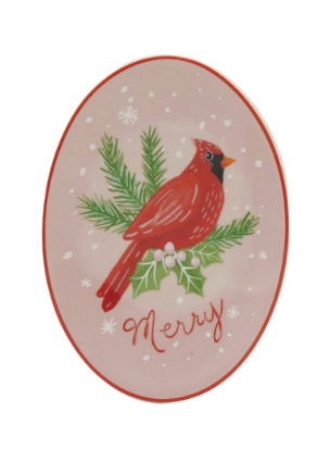 Stoneware Dish with Holiday Image & Word
