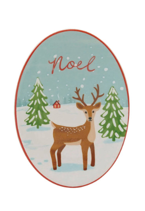 Stoneware Dish with Holiday Image & Word