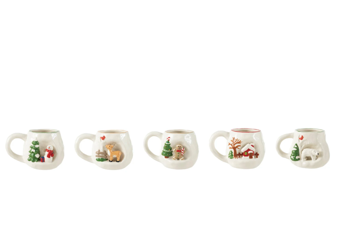 14 oz. Hand-Painted Stoneware Mug with 3D Scene