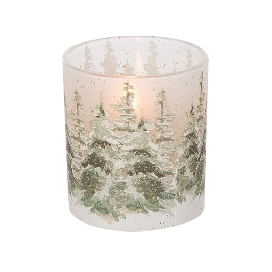 Glass Votive Winter Scene