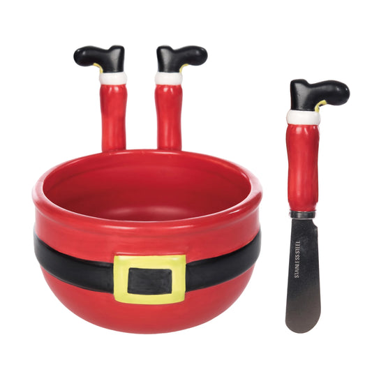 Ceramic Santa Dip Bowl with Spreaders
