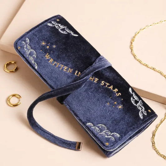 Jewelry Case - Navy Celestial Velvet Roll