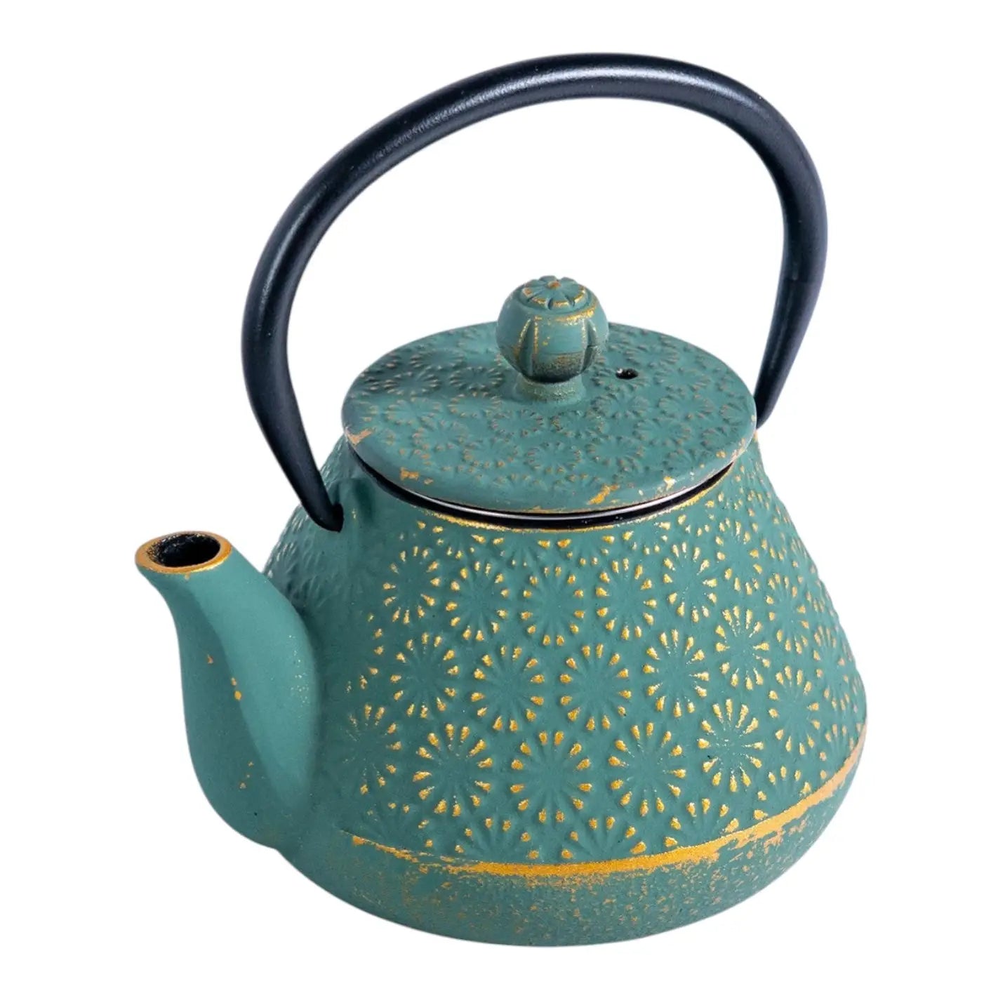Small Cast Iron Teapot with Infuser – Chrysanthemum Green, 10 oz