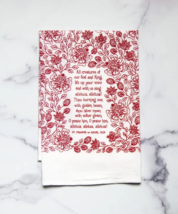 All Creatures of our God and King Hymn Tea Towel