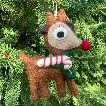 Ornament - Rudolph the Reindeer with candy cane