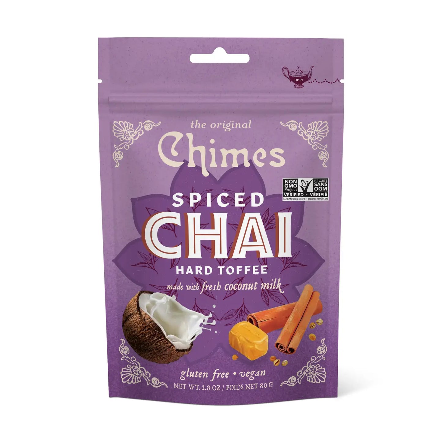 Chimes Spiced Chai Hard Toffee Candy - 3.5 oz Bag