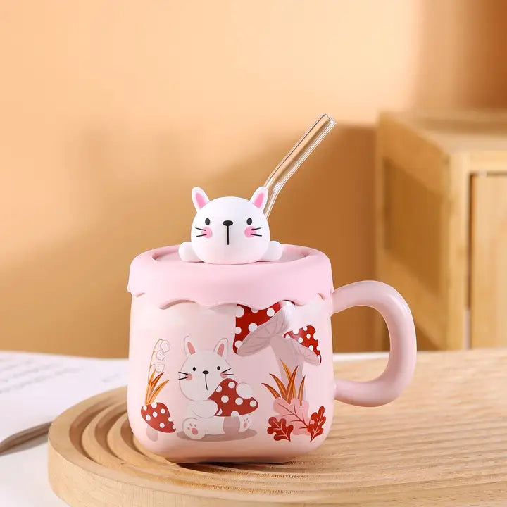 Mug with Lid & Straw