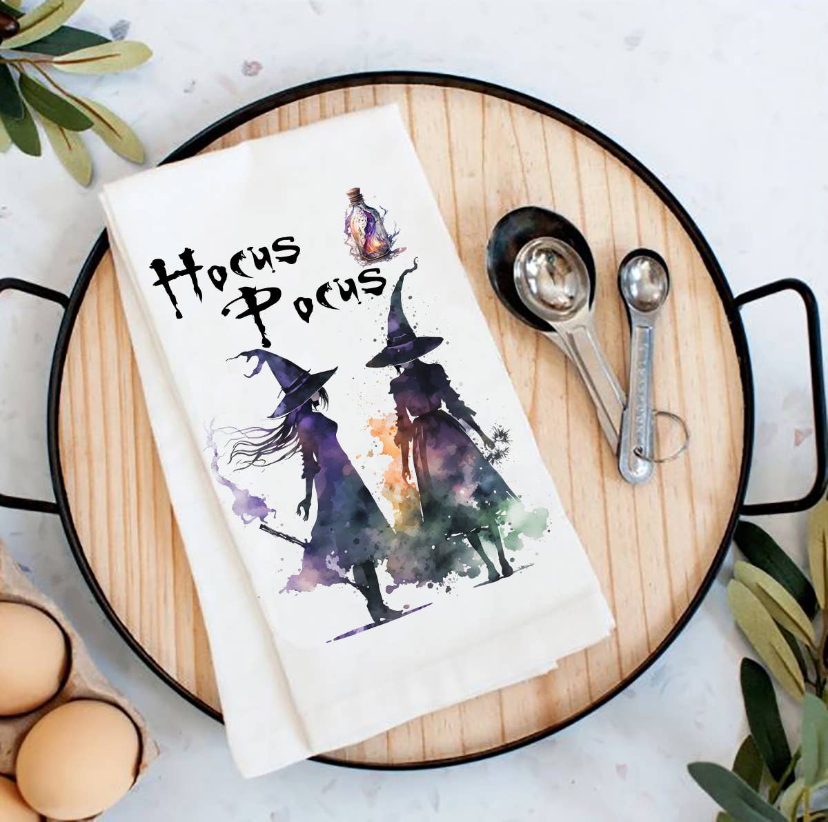 Halloween Hocus Pocus Witches Flour Sack Tea Towel