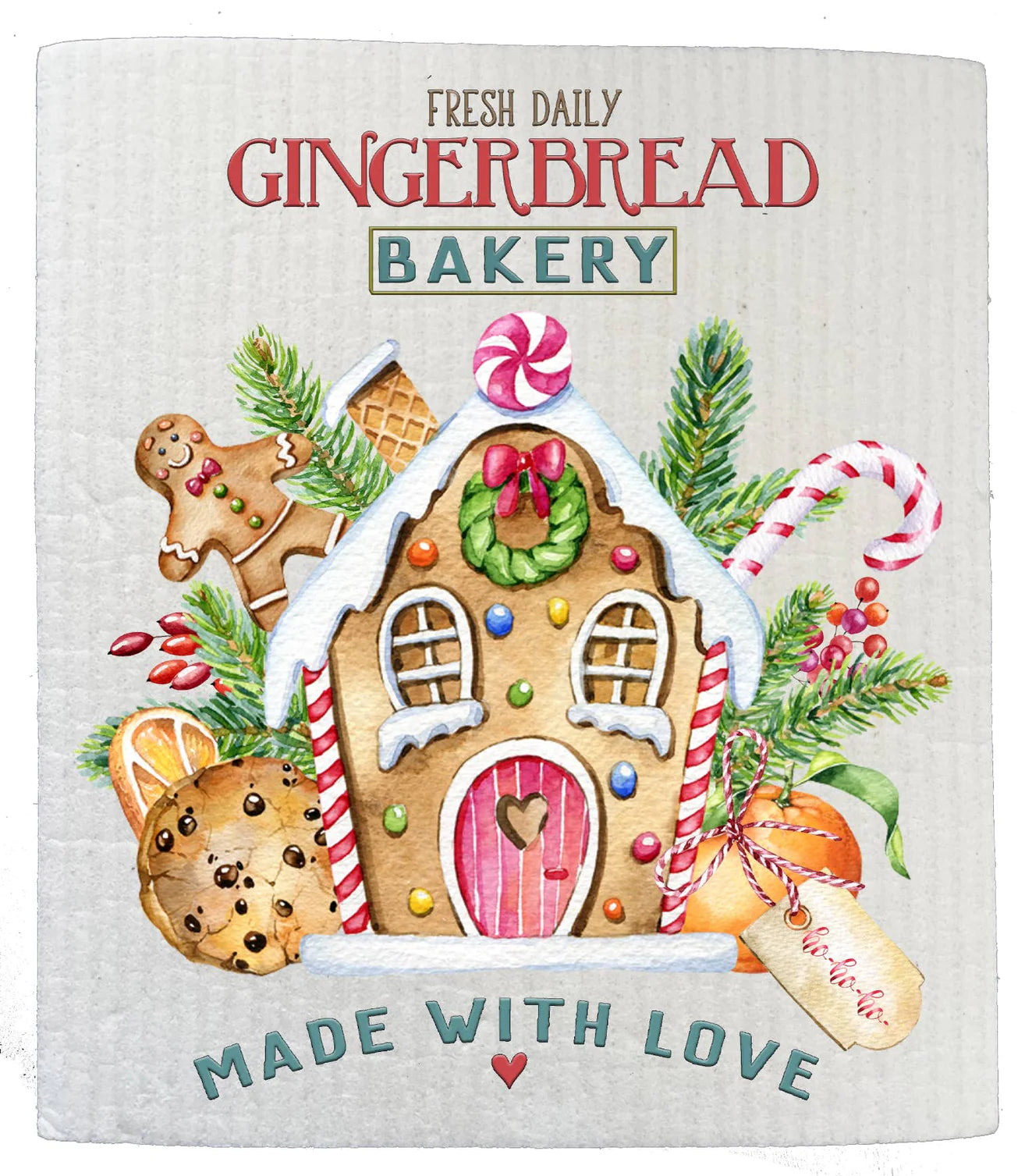 Christmas Gingerbread House Bakery SWEDISH DISH CLOTH