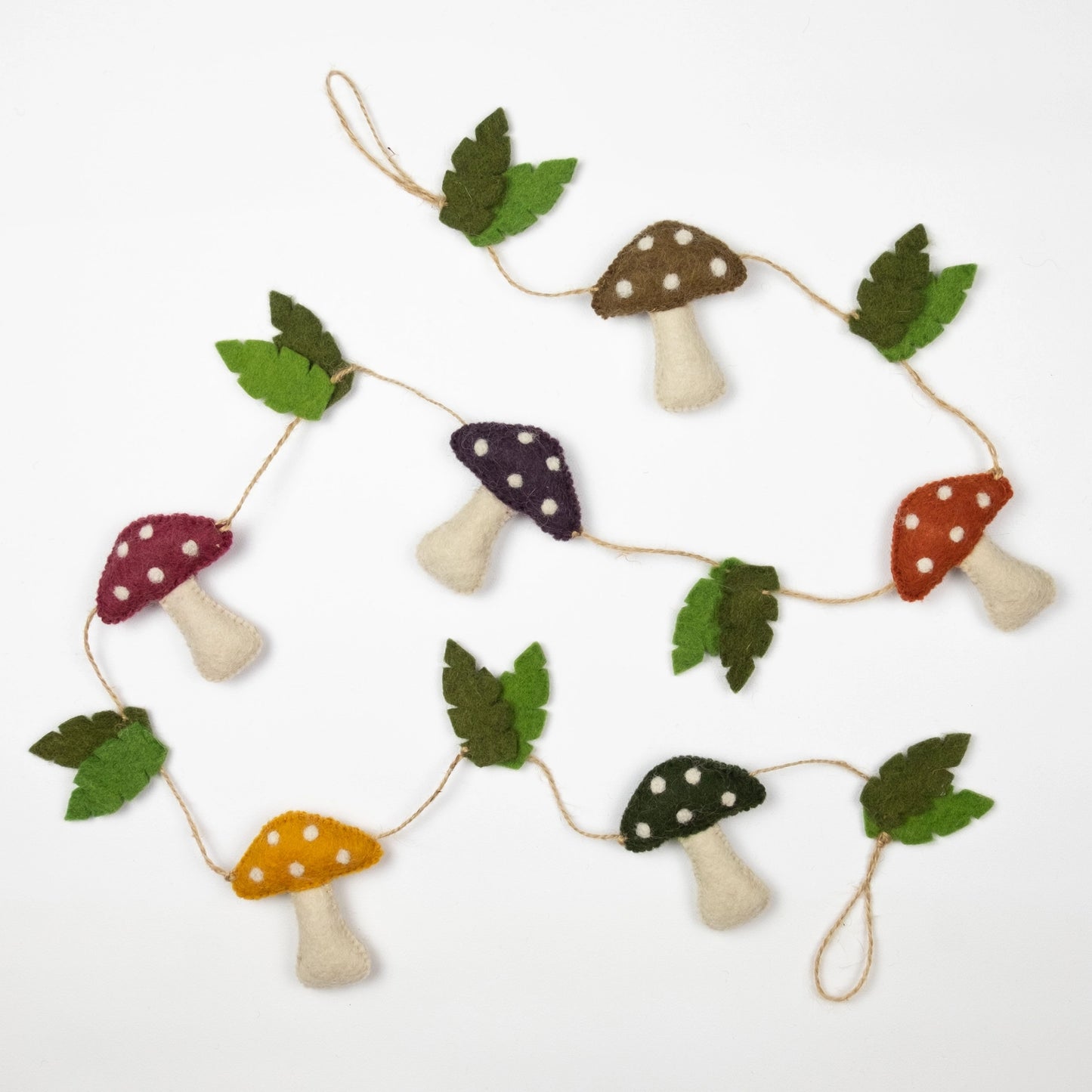 Spring Decor Felt Multi-Color Spotted Mushroom Garland