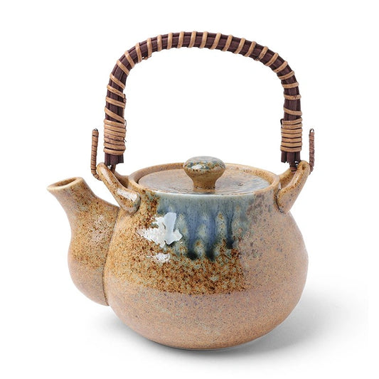 Blue Sand Crackle Tea Pot
