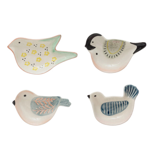 Hand-Painted Stoneware Bird Shaped Dish, 4 Styles