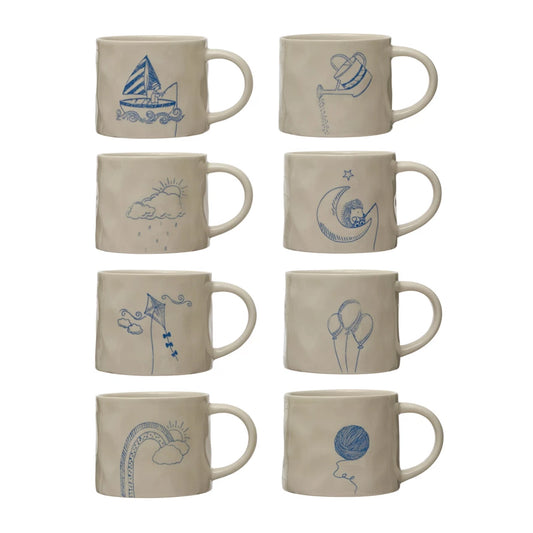 16 oz. Stoneware Mug w/ Wax Relief Image & Secret Image on Bottom, 8 Styles to choose from