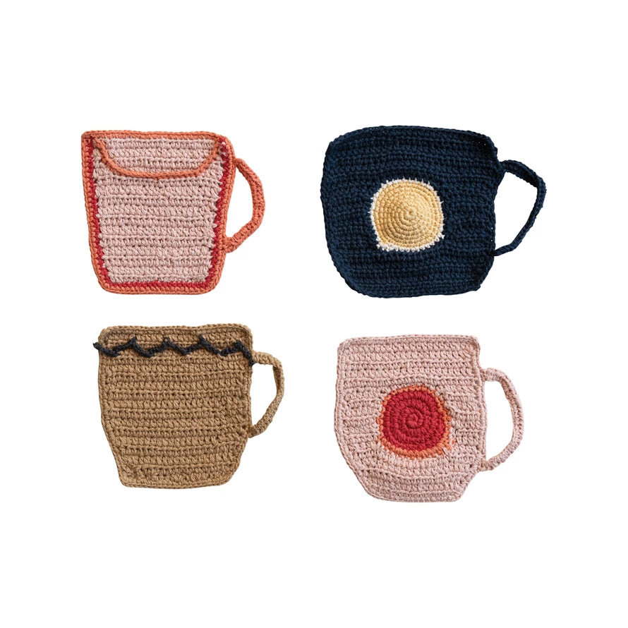 Mug Shaped Coaster/Trivet, Cotton Crocheted, 4 Styles