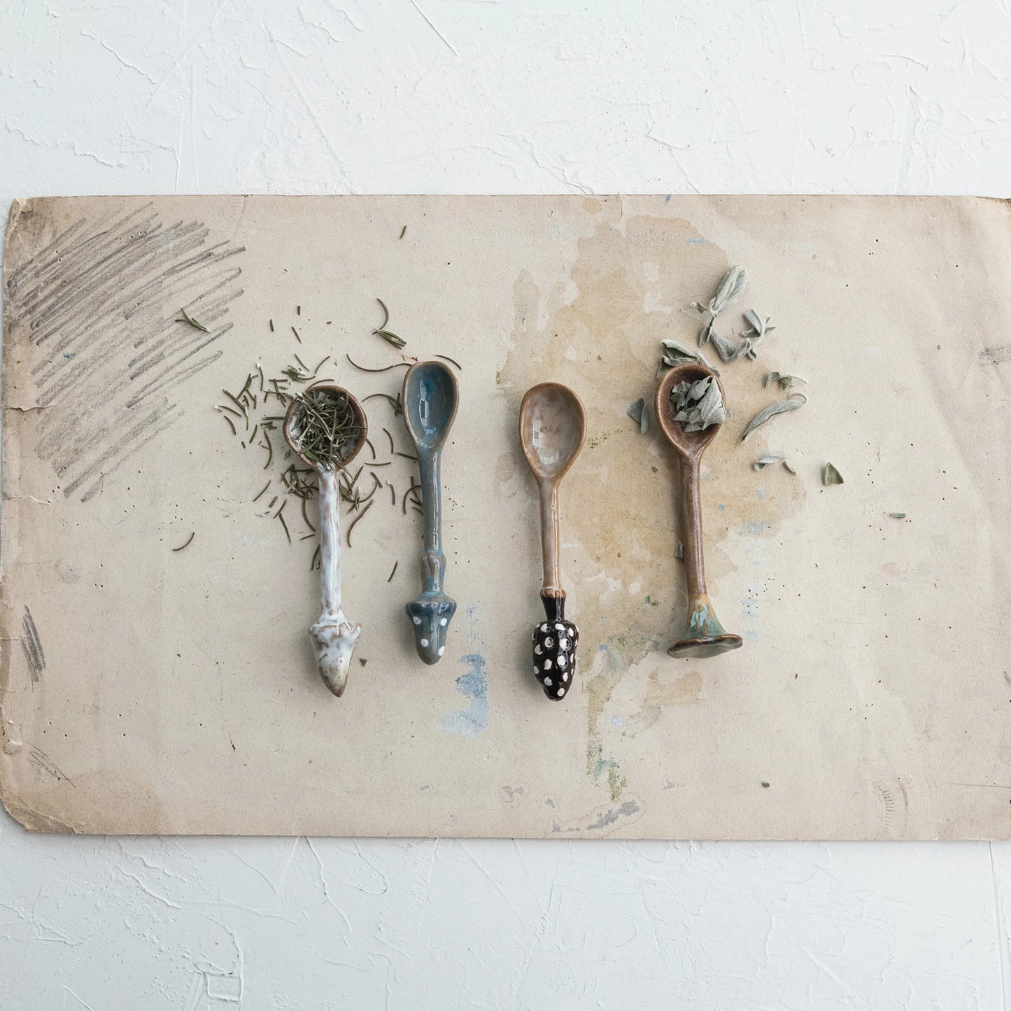 Stoneware Spoon with Mushroom Handle