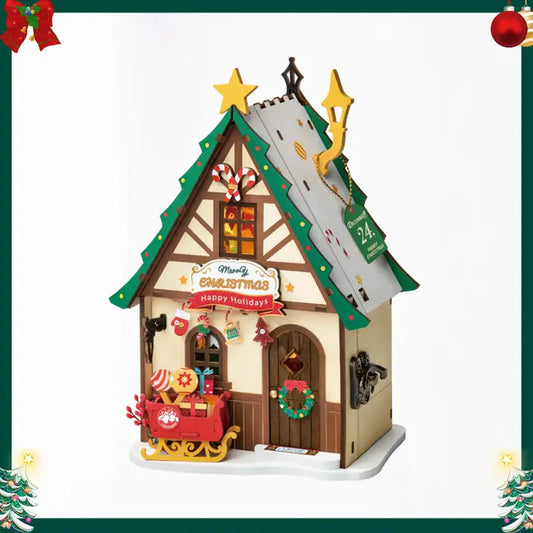 DIY Miniature House Kit: Twinkling Christmas House