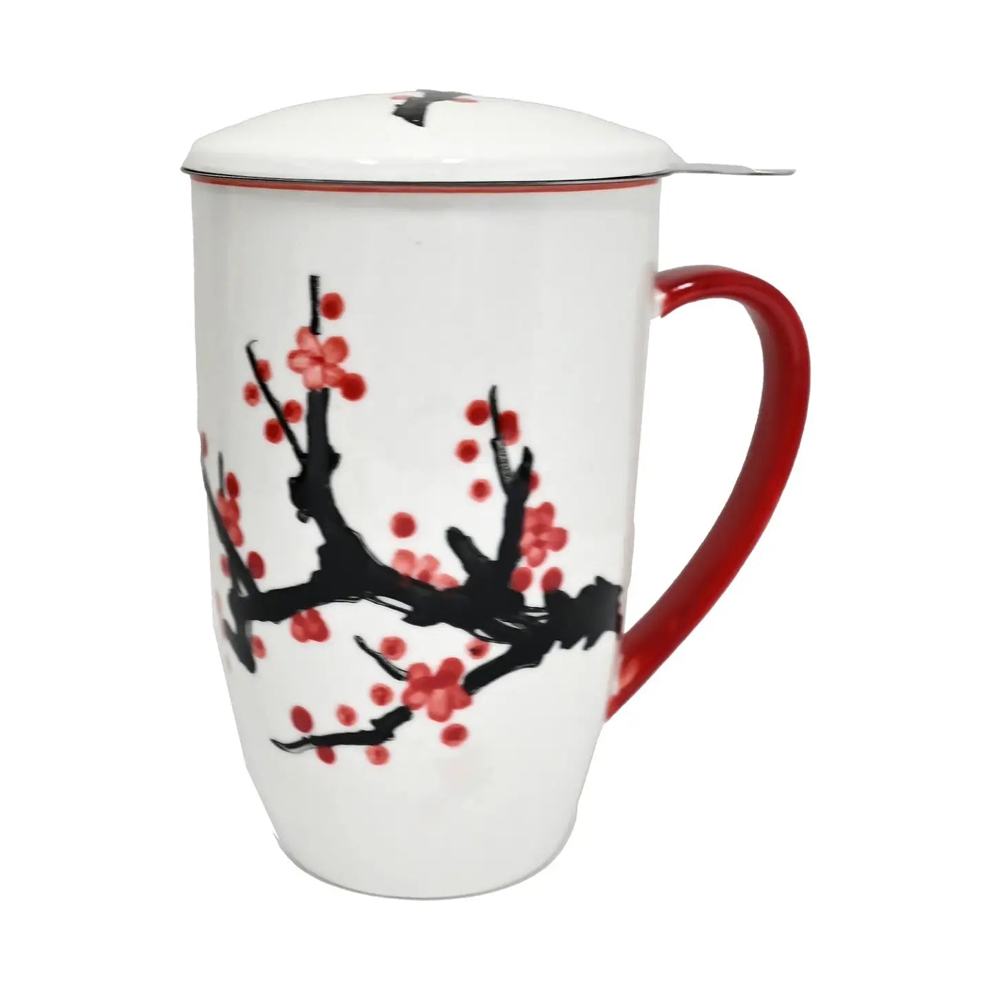 Tea Mugs with Lid and Infuser Cherry Blossoms