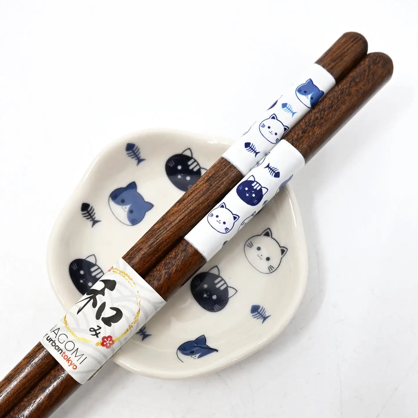 Cat Design Single Pair Chopsticks and Sauce Dish Gift Set