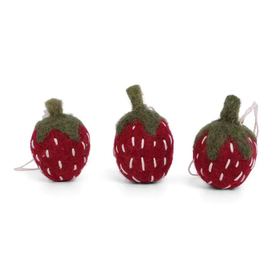 Felted Strawberry Ornament