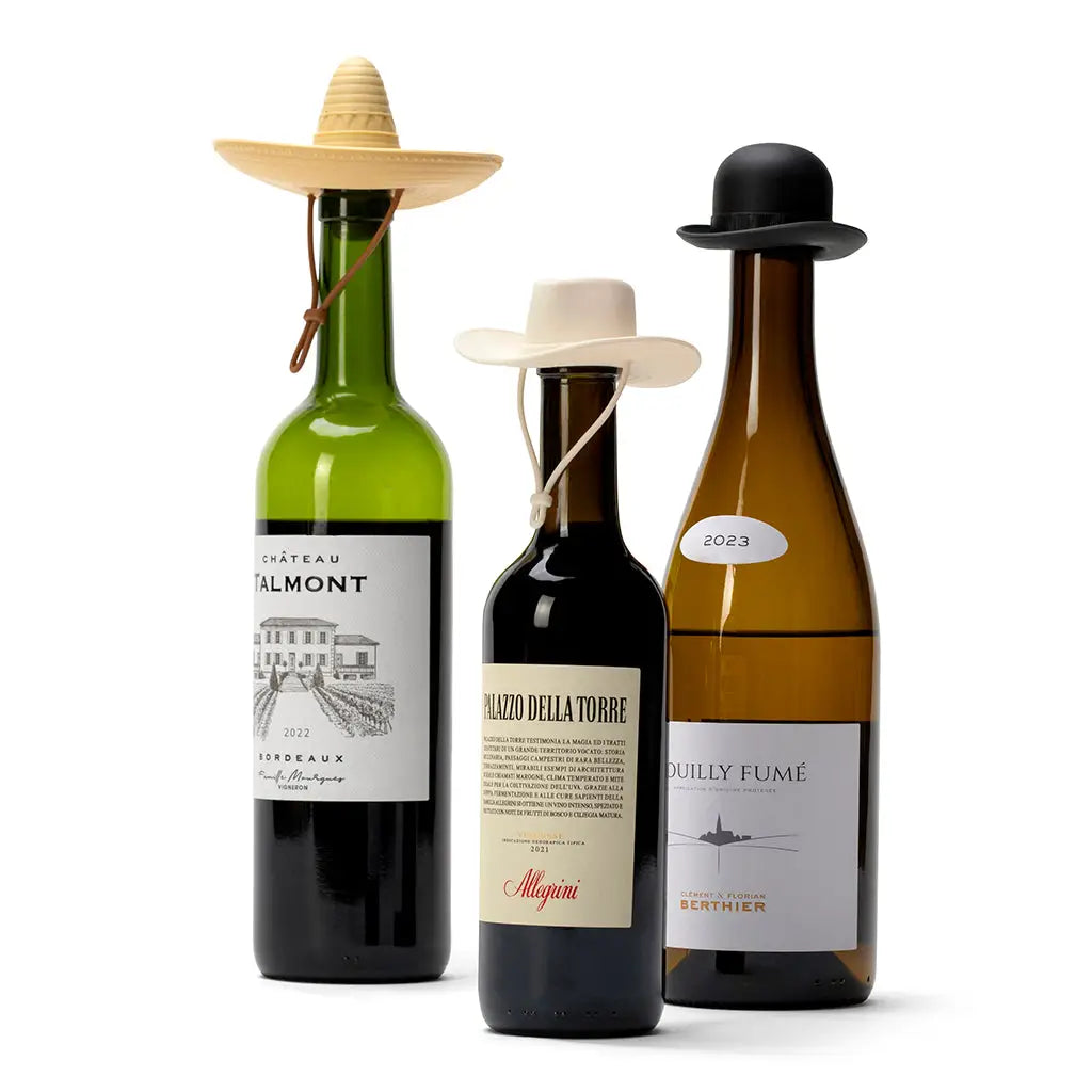 Wine Bottle Stopper Gift Set - 3 Hat Designs | Showdown