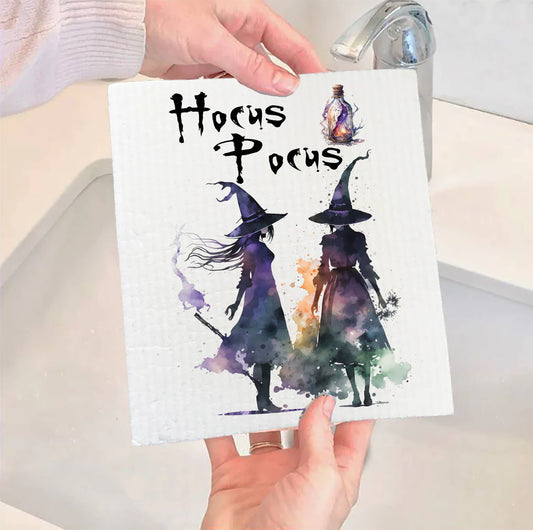 Halloween Hocus Pocus Witches SWEDISH DISH CLOTH