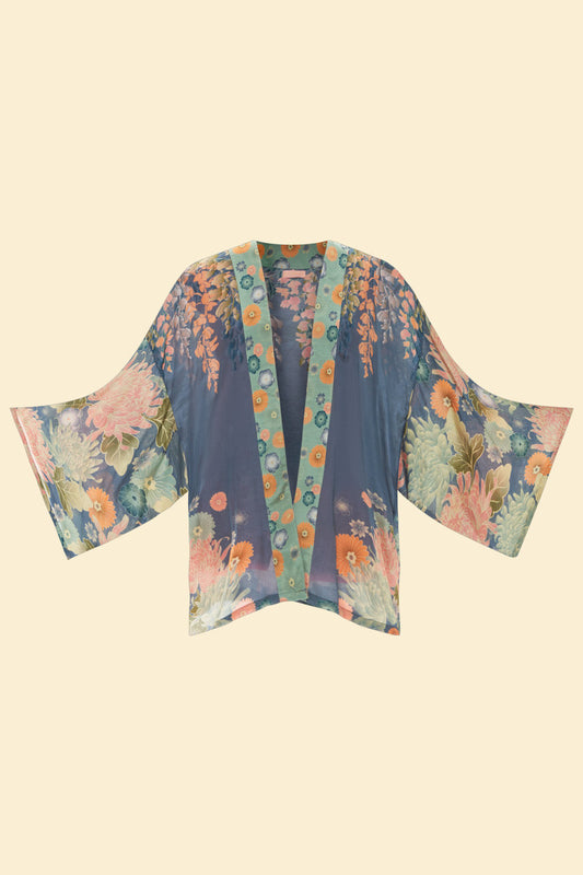 Kimono Jacket Trailing Wisteria - Ink