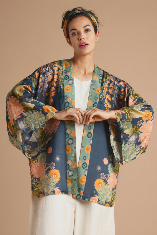 Kimono Jacket Trailing Wisteria - Ink