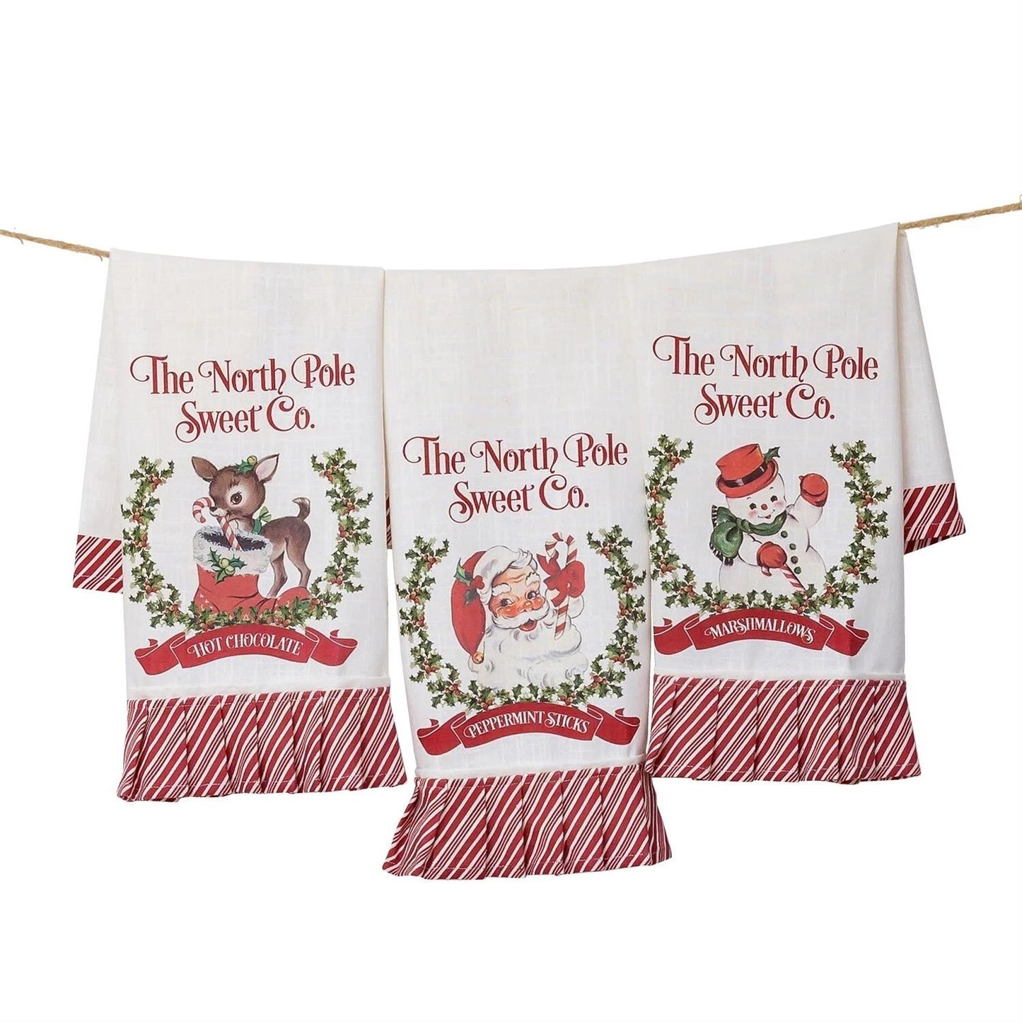 Tea Towels- Vintage Deer, Santa, and Snowman (set of 3)