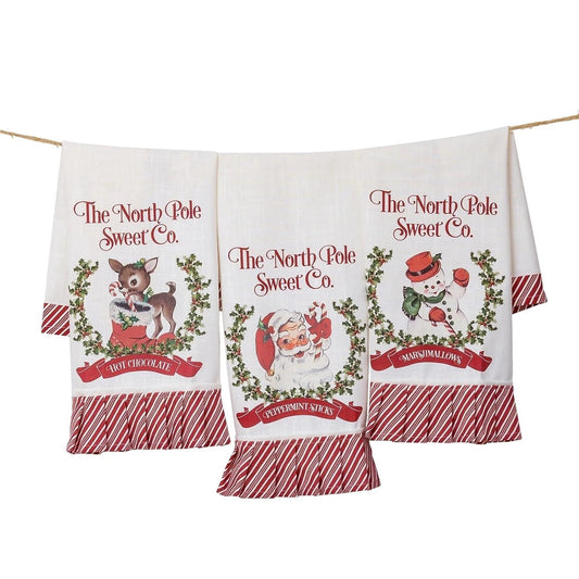 Tea Towels- Vintage Deer, Santa, and Snowman (set of 3)