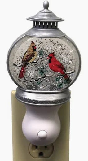 Nightlight - 8"H Swirl Cardinal Scene