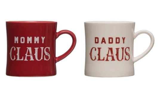 Stoneware Mug, 2 Styles "Mommy/Daddy Claus"