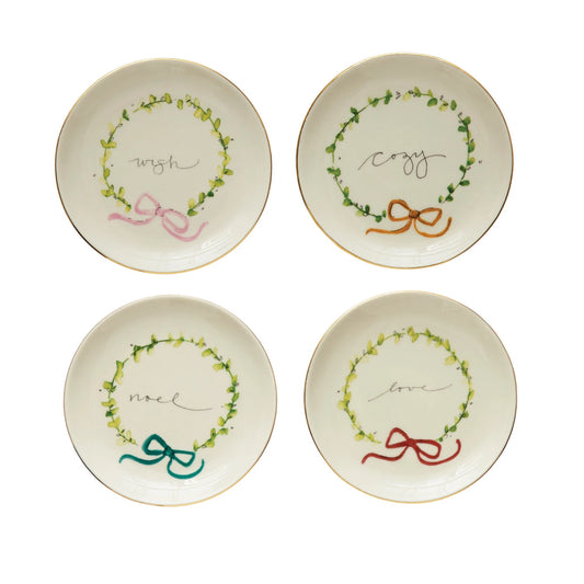 Plates - 5" Round with Holiday Word - 4 styles