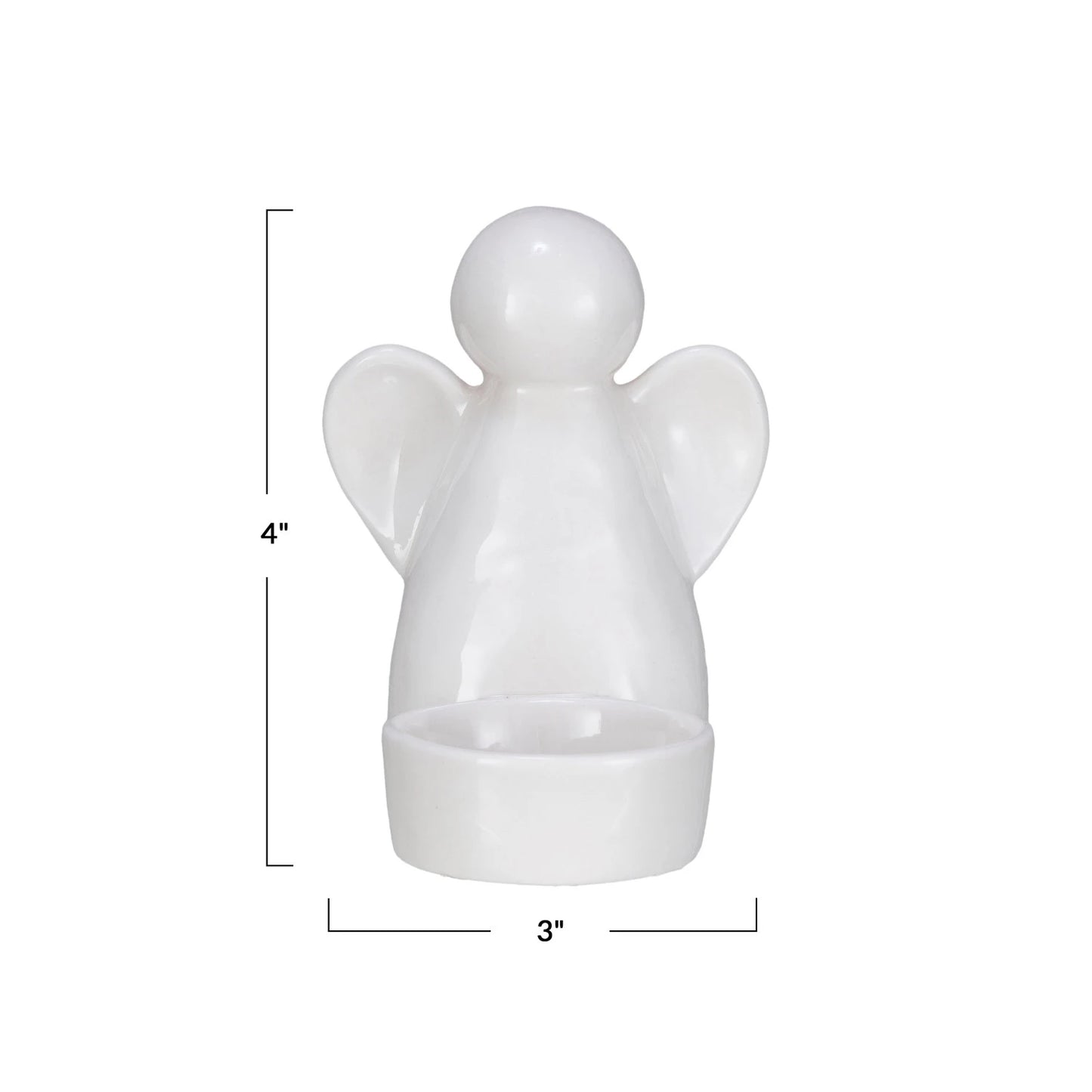 Stoneware Angel Tealight Holder, White