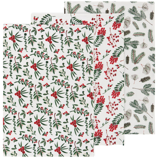 Dish Towel - Bakers Floursack - Winterberry (Set of 3)