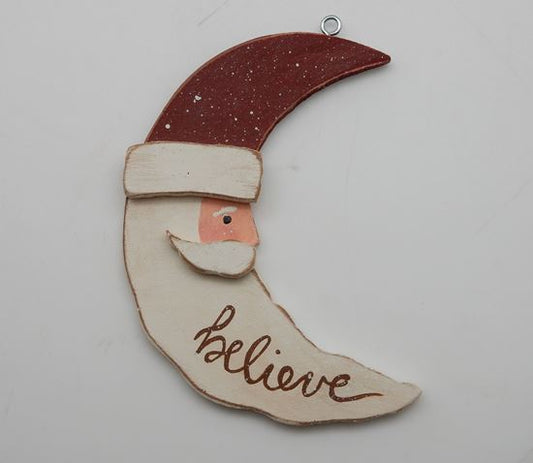 Santa On Moon Believe ornament