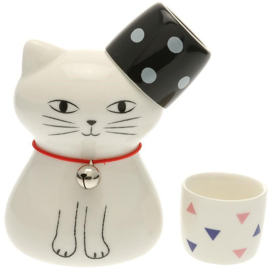 Bohemian White Cat Sake Set - Kotobuki